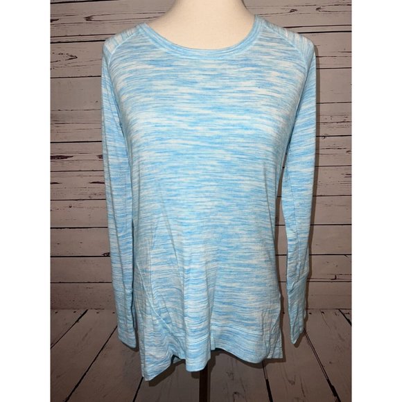 Champion Pullover lightweight sweatshirt Medium Blue Long Sleeve Rayon Tunic - Picture 5 of 6